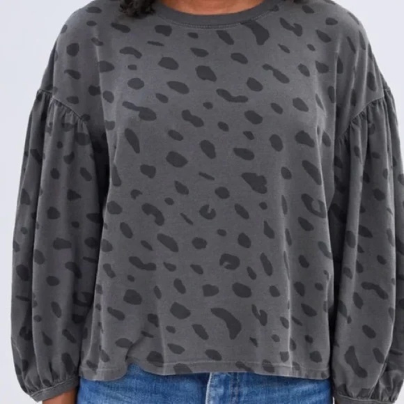 Clare V Gray Cheetah Print Top - Picture 1 of 4